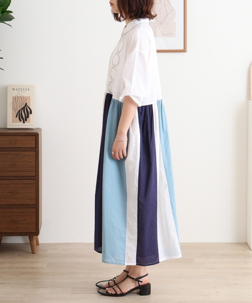 「Emago」 シャツワンピース FREE ブルー レディース_画像8