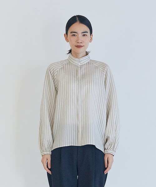 LOISIR リネンシャツ ブラウス シャツ デザインカラーブラウス