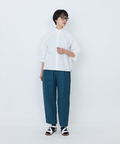 LOISIR リネンシャツ ブラウス シャツ デザインカラーブラウス