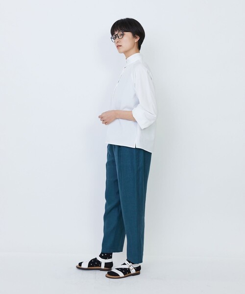 LOISIR リネンシャツ ブラウス シャツ デザインカラーブラウス