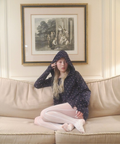 chernyy floral hoodie / 小花柄バック刺繍ロゴフーディー chernyy パーカー chernyy floral hoodie / 小花柄バック刺繍ロゴ