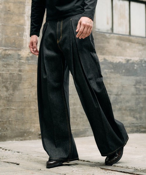 黒 リジットデニム Regen Glanz ジーンズ crosstuck rigid denim pants / クロスタック