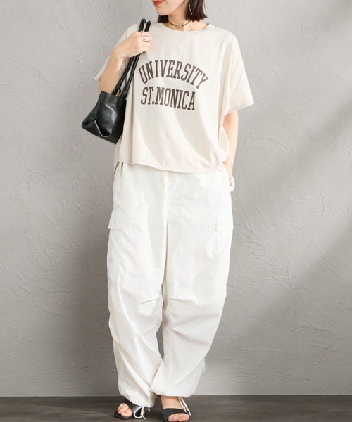 tシャツ 「MICA＆DEAL/マイカアンドディール」 別注 ワイドシルエット UNIVERSITY カレッジプリント Tシャツ レディースの画像