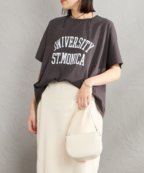 tシャツ 「MICA＆DEAL/マイカアンドディール」 別注 ワイドシルエット UNIVERSITY カレッジプリント Tシャツ レディースの画像