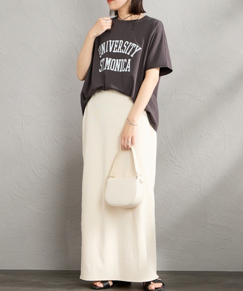 tシャツ 「MICA＆DEAL/マイカアンドディール」 別注 ワイドシルエット UNIVERSITY カレッジプリント Tシャツ レディースの画像