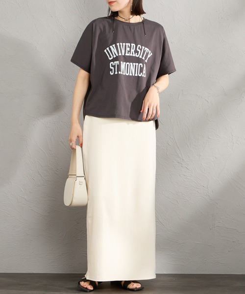 tシャツ 「MICA＆DEAL/マイカアンドディール」 別注 ワイドシルエット UNIVERSITY カレッジプリント Tシャツ レディースの画像