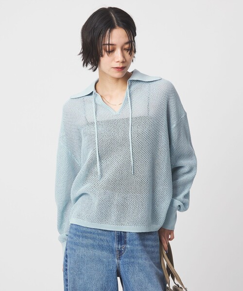FFロゴ ハイネックメッシュセーター green label relaxing（グリーンレーベルリラクシング） ニット