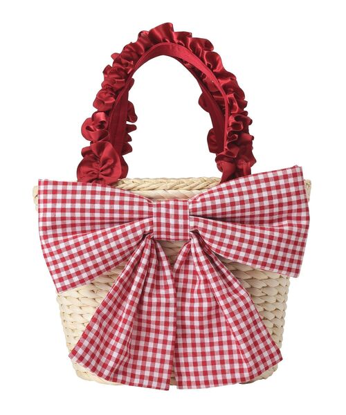 Maison de FLEUR リボンメイズフリルハンドルカゴバッグ Maison de FLEUR（メゾンドフルール） ハンドバッグ リボンメイズ