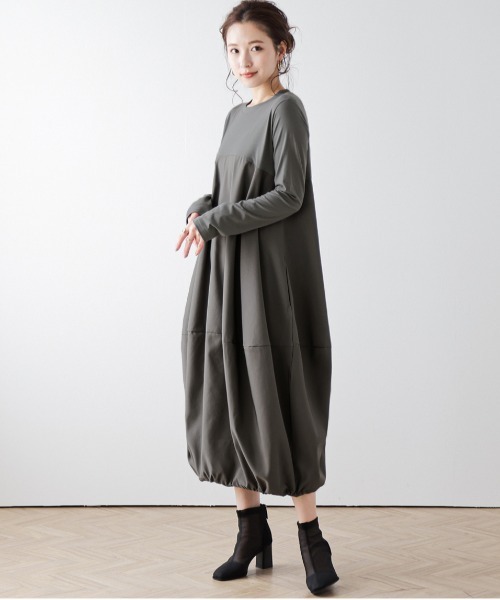 「La-gemme」 ドッキングワンピース フリー グレー レディース_画像6