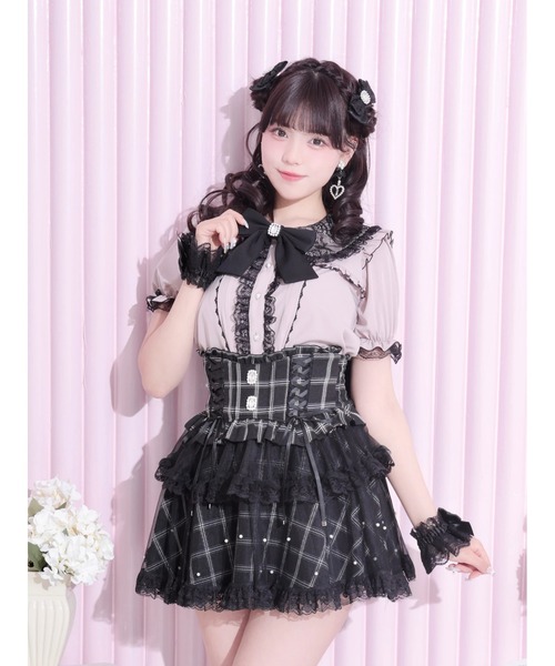 NOEMIE（ノエミー） ブラウス シャツ 半袖 キラキラビジューリボン