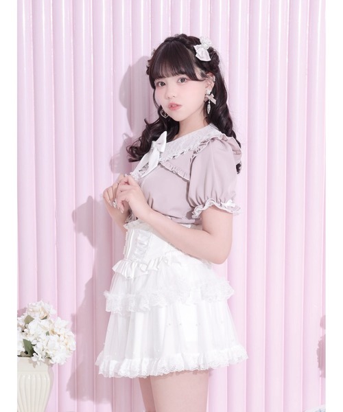 NOEMIE（ノエミー） ブラウス シャツ 半袖 キラキラビジューリボン