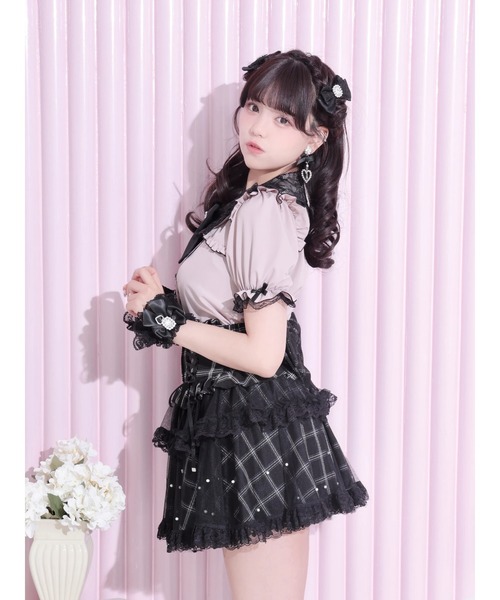 NOEMIE（ノエミー） ブラウス シャツ 半袖 キラキラビジューリボン