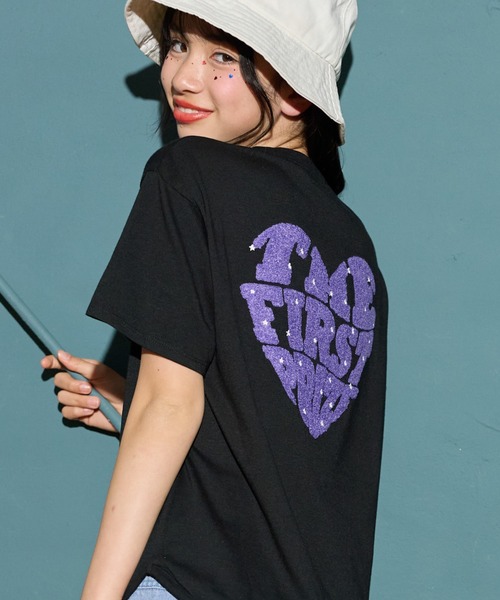 tシャツ 星＆ハート刺繍 サガラ刺繍 半袖 Tシャツ カットソー キッズ