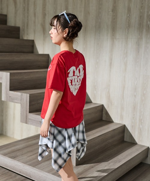 tシャツ 星＆ハート刺繍 サガラ刺繍 半袖 Tシャツ カットソー キッズ