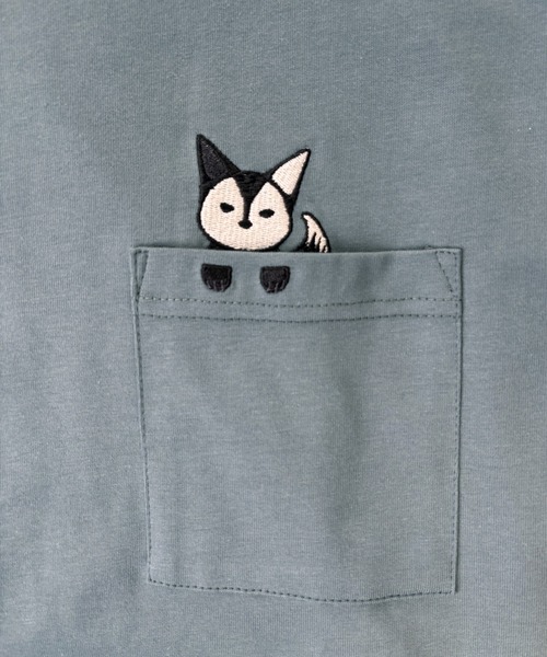 T-MAC OUTING tシャツ 接触冷感 冷感天竺 キツネのぞき刺繍 半袖T