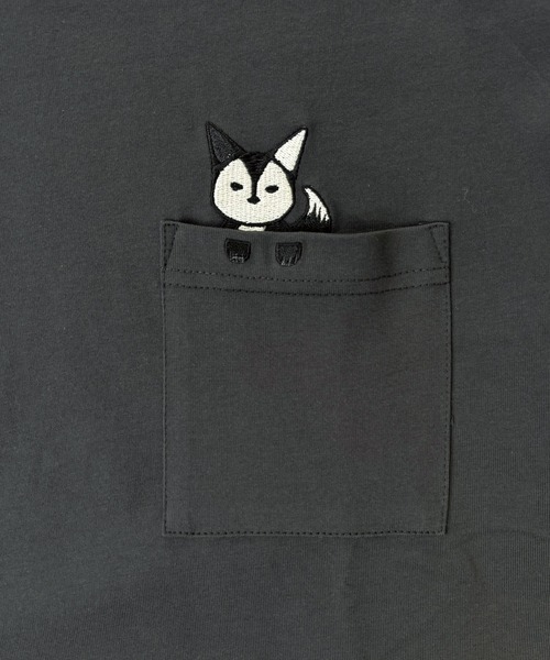 T-MAC OUTING tシャツ 接触冷感 冷感天竺 キツネのぞき刺繍 半袖T