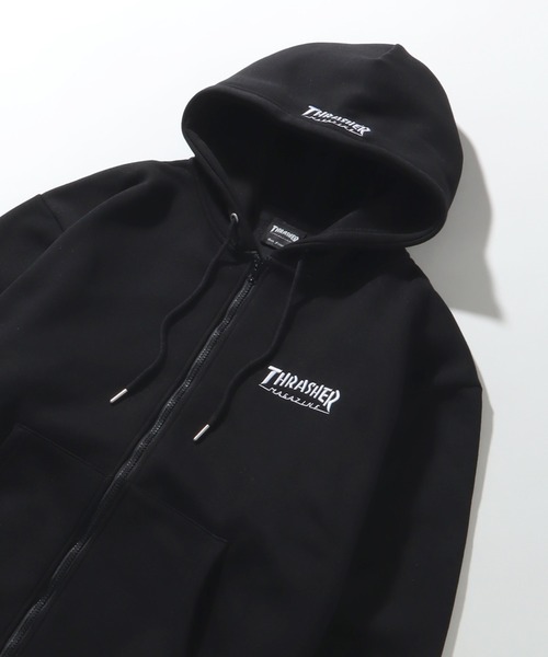 「THRASHER」 ジップアップパーカー L ブラック メンズ_画像2