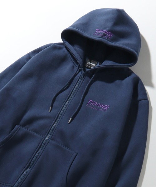 「THRASHER」 ジップアップパーカー L ブラック メンズ_画像3