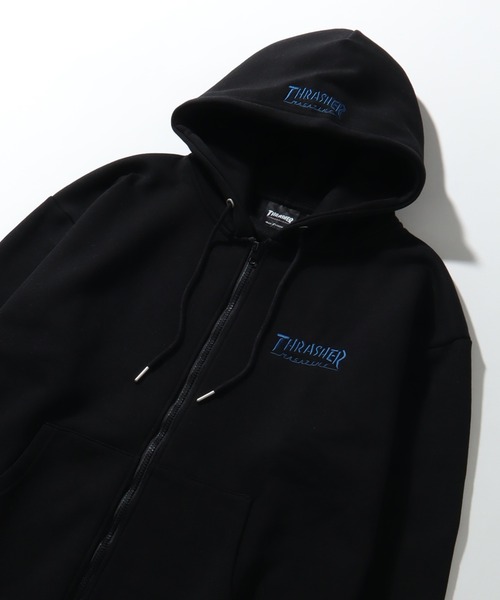 「THRASHER」 ジップアップパーカー L ブラック メンズ_画像7