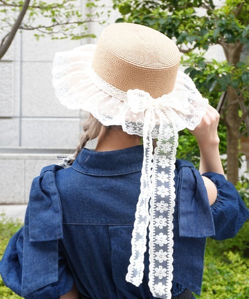 ✨大人気❣️✨アダバット✨レディース✨リボン付きキャップ❣️☆*:.。. o✨✨✨✨ axes femme POETIQUE 帽子 ハット レースリボン付き雑材風ハット