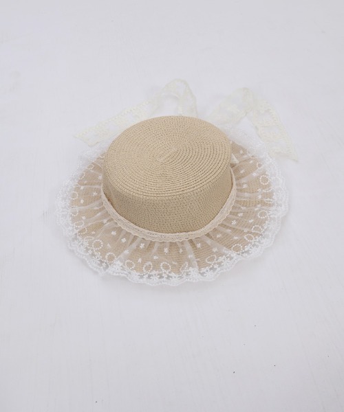 axes femme POETIQUE 帽子 ハット レースリボン付き雑材風ハット