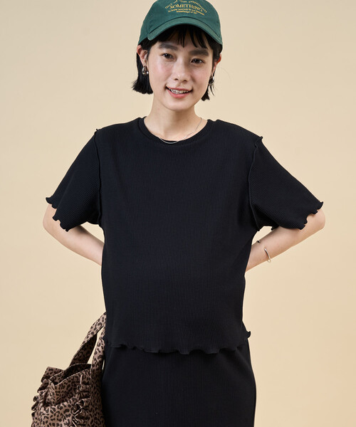 マタニティ 限定展開　「産前・産後対応」オーガニックコットン マタニティ メロー 半袖 ワンピースの画像