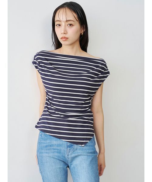 SNIDEL ドレープカットソー SNIDEL（スナイデル） tシャツ 半袖 「接触冷感」アシメドレープ