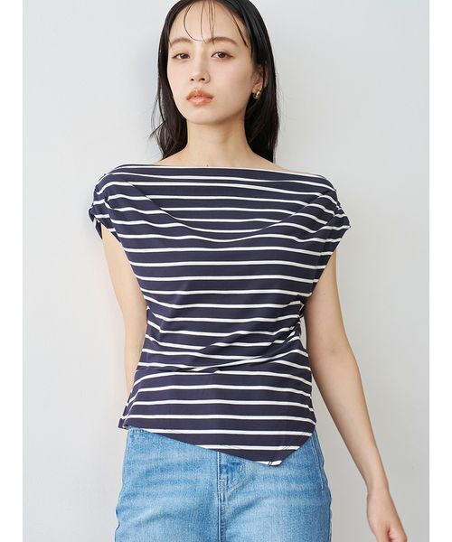 SNIDEL（スナイデル） tシャツ 半袖 「接触冷感」アシメドレープ 
