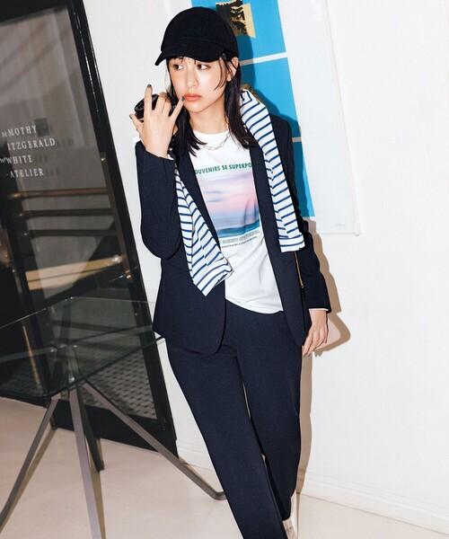 「UNFILO」 ノーカラージャケット MEDIUM ブラック レディース_画像8