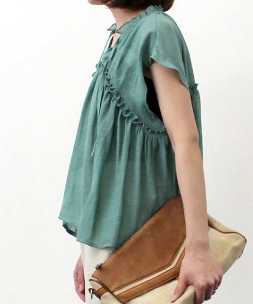 STYLEBLOCK ブラウス シャツ スラブガーゼフレンチスリーブ
