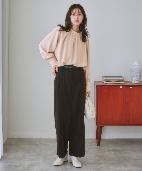 7days Life Styling ブラウス シャツ 「とろみ素材」バルーンスリーブ