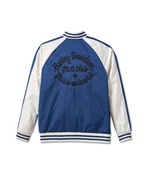 Harley Davidson Men's Blue & Black Leather Biker Jacket