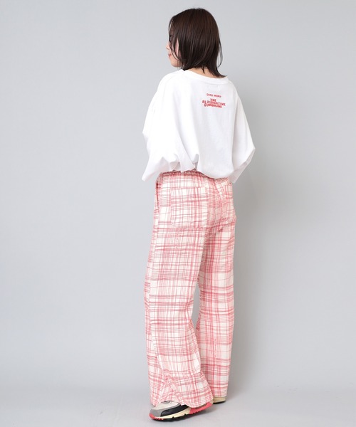 RNA クレヨンチェックスーパーフレアパンツ R4102 クレヨンチェックスーパーフレアパンツ(M ホワイト