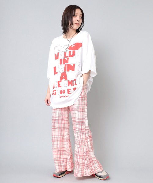 RNA クレヨンチェックスーパーフレアパンツ R4102 クレヨンチェックスーパーフレアパンツ(M ホワイト