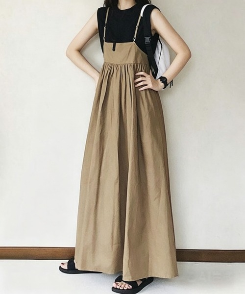 gossip!ロサンゼルス ワンピース 綿100% 調整可能ストラップ ギャザー