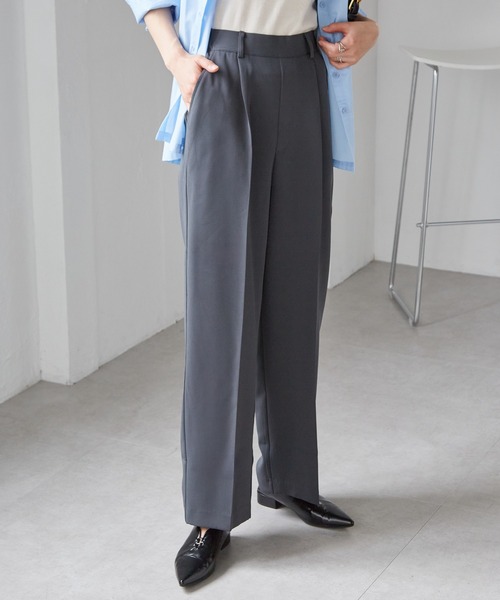 美脚シルエット フレア スラックス ストレート モダンコーデ classicalelf スラックス パンツ 美シルエット。マニッシュな