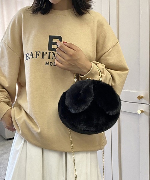 『未使用』ATAO breeze 2way ショルダーバッグ ラビットファー付き ファーバッグ ハンドバッグ ショルダーバッグ レディース 2way