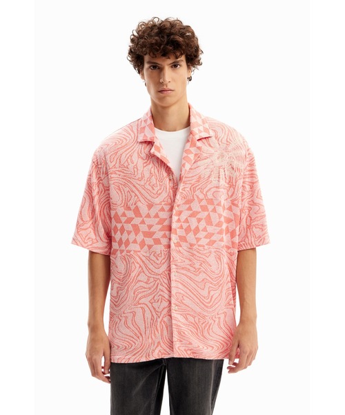 Desigual シャツ パッチワークジャカード リゾートシャツ メンズ