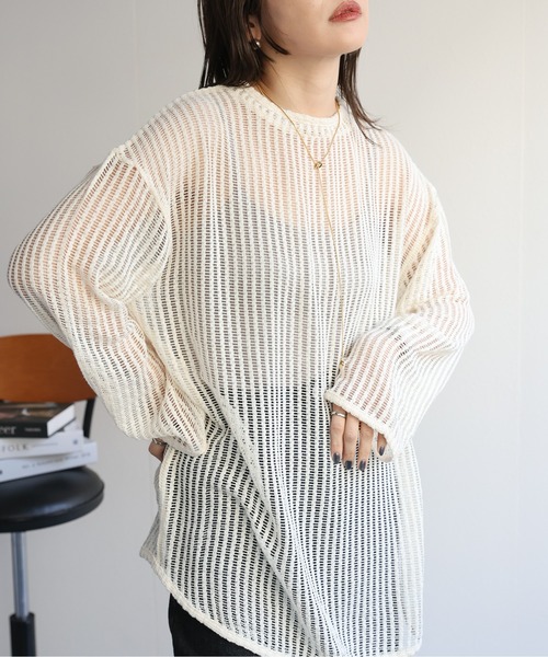 ニット セーター 2WAYメッシュニット レディース ap retro ニット セーター 前後2wayメッシュニットトップス