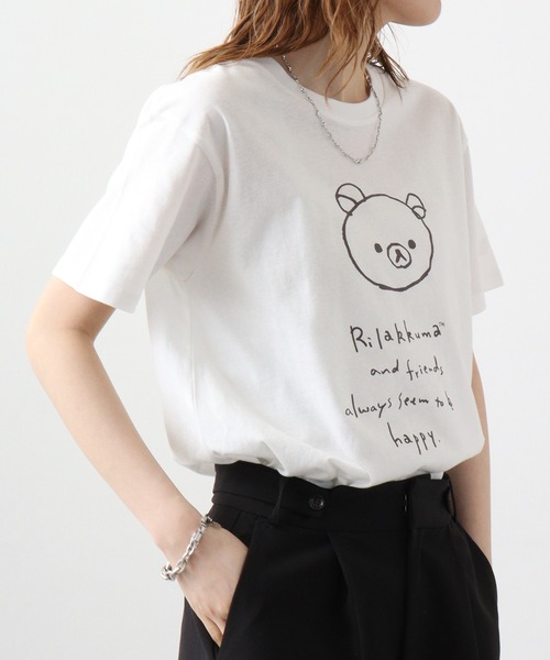 Rilakkuma　リラックマ　ラグランシャツ　3Ⅼ　ラグラン袖　キャラクター リラックマ 長袖Tシャツ 白x青ラグラン イラスト コリラックマ