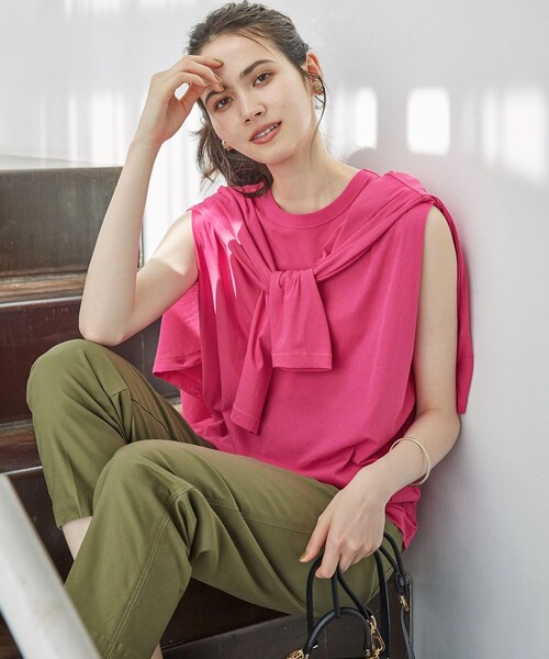 tシャツ 「SLOW/一部店舗限定」シアーツイストシングルジャージー ノースリーブ カットソー レディース