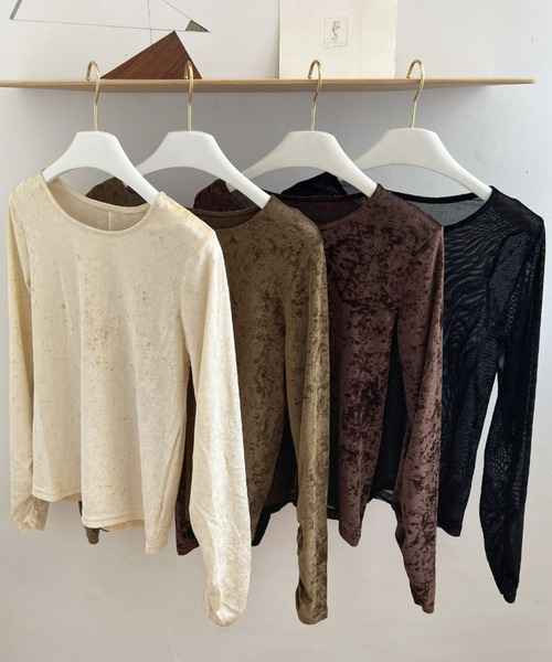 Olu. tシャツ シアークラッシュベロアトップス レディース
