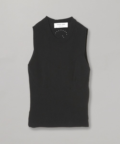ニット セーター Marine Serre KNIT RIB SLEEVELESS PULLOVER WTK007 レディース