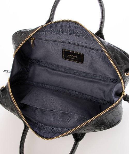 美品 Perche ペルケ ショルダーバッグ ハンドバッグ 黒 牛革 2way perche ショルダーバッグ バッグ ペルケ / 牛革ランドスケープ