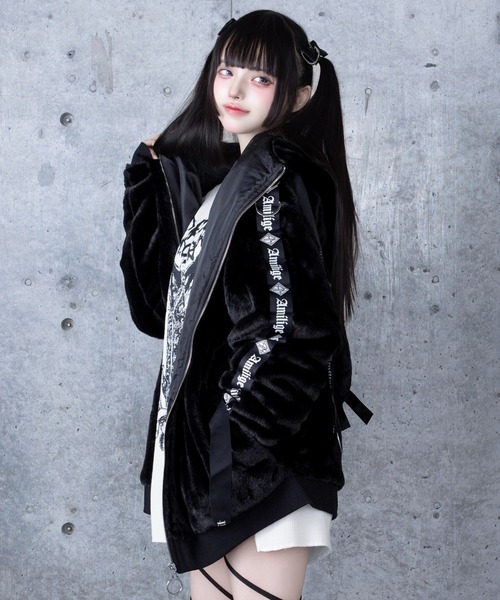 Amilige ウサ耳ファーZIPコート ブラック FREE ブルゾン パーカー Amilige（アミリージュ） コート アウター ウサ耳ファーZIPコート