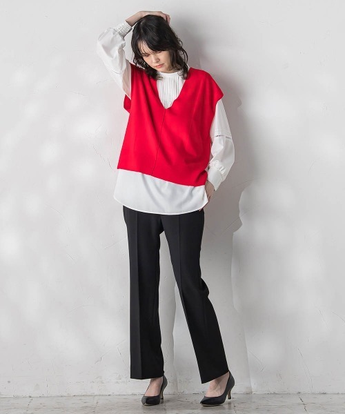 la.f ブラウス シャツ フルダルスパンマイクロピーチブラウス