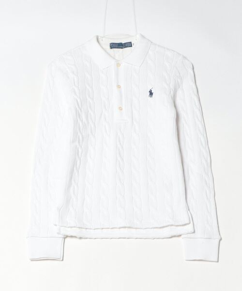 Polo Ralph Lauren ホワイト　ケーブルポロシャツ XS(S相当) POLO RALPH LAUREN（ポロ・ラルフローレン） ポロシャツ ポロ ケーブル