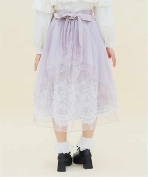 axes femme POETIQUE スカート バックフリルチュールスカート