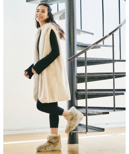 mikomori（ミコモリ） ベスト ジレ FUR VEST レディース : ZOZOTOWN