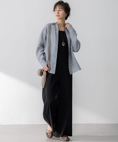 23区 サロペット オーバーオール 「洗える」リネンレーヨン